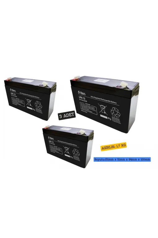 TTEC 6V 12Ah Akü 3 Adet